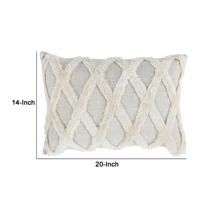Evangeline Rectangular Pillow Cover & Insert, Ivory Geometric, 14" x 20"