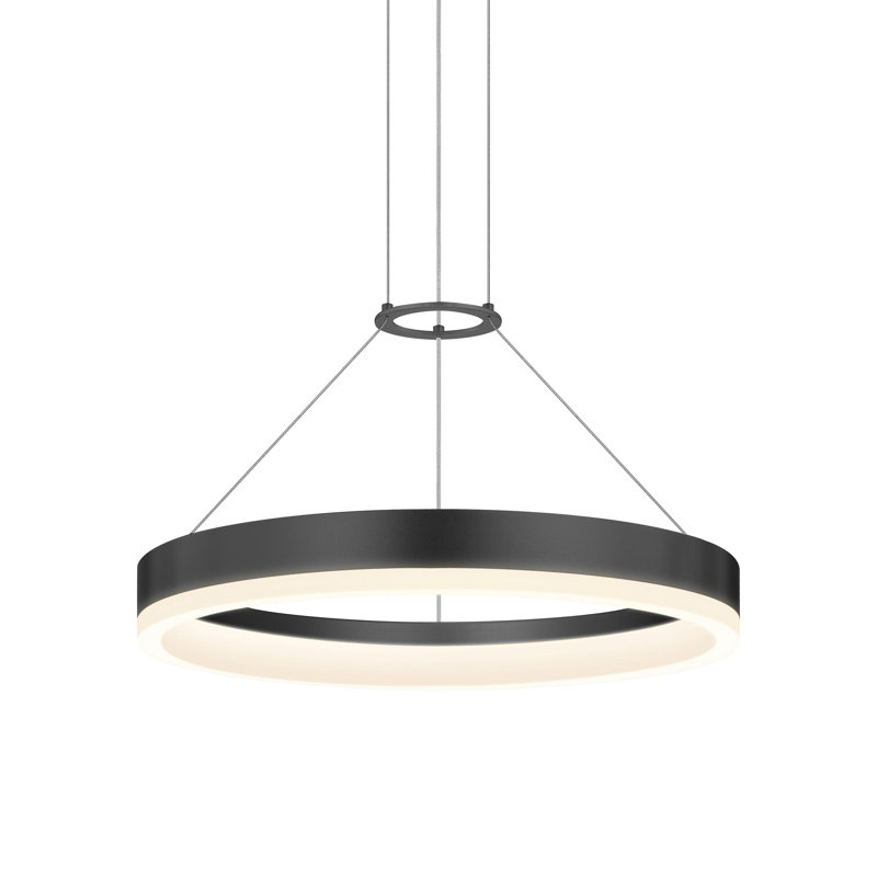 Grietje Corona - Luminaire suspendu anneau DEL, H 2 po x l 16 po x P 16 po, Noir satiné, 3000 K