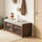 Shoe Bench With Storage And Cushion, Distressed Shutter Storage Bench With Retro Charm For Living Room, Entryway (Espresso)-1993464484