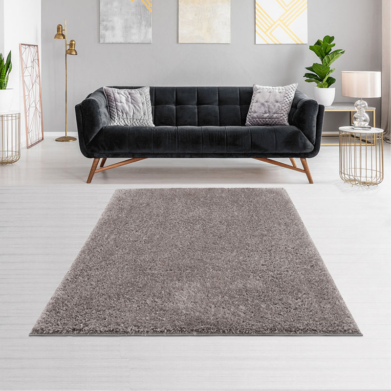 Soft Polyester Shag Area Rug, Rectangle 6'6" x 9'