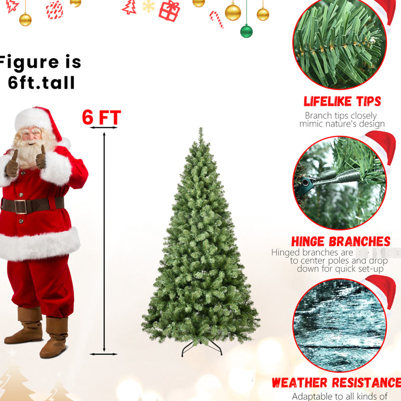 Arbre de Noël artificiel de 5 pi avec 200 lumières Ul blanc chaud, 551 pointes de branches épaisses, dépliage automatique rapide