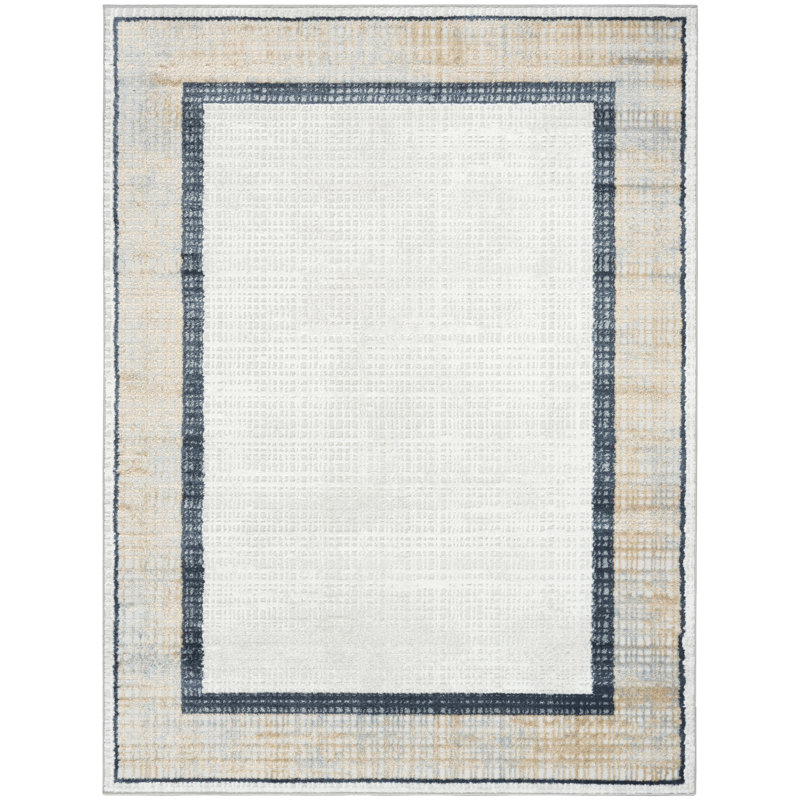 Leuchte Grey Navy Modern Indoor Rug, Rectangle 4' x 6'