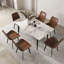 Ensemble de table de salle à manger moderne en pierre frittée 7 pièces avec 6 chaises en similicuir Juvan-1184194838-1184194839