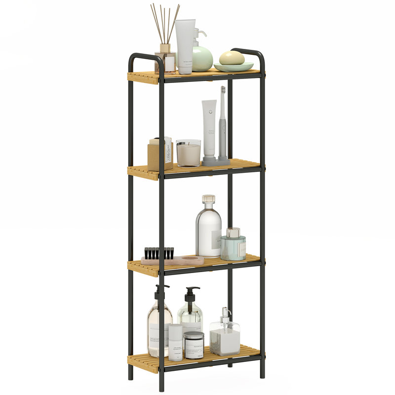 Bamboo, Steel Bathroom Shelves