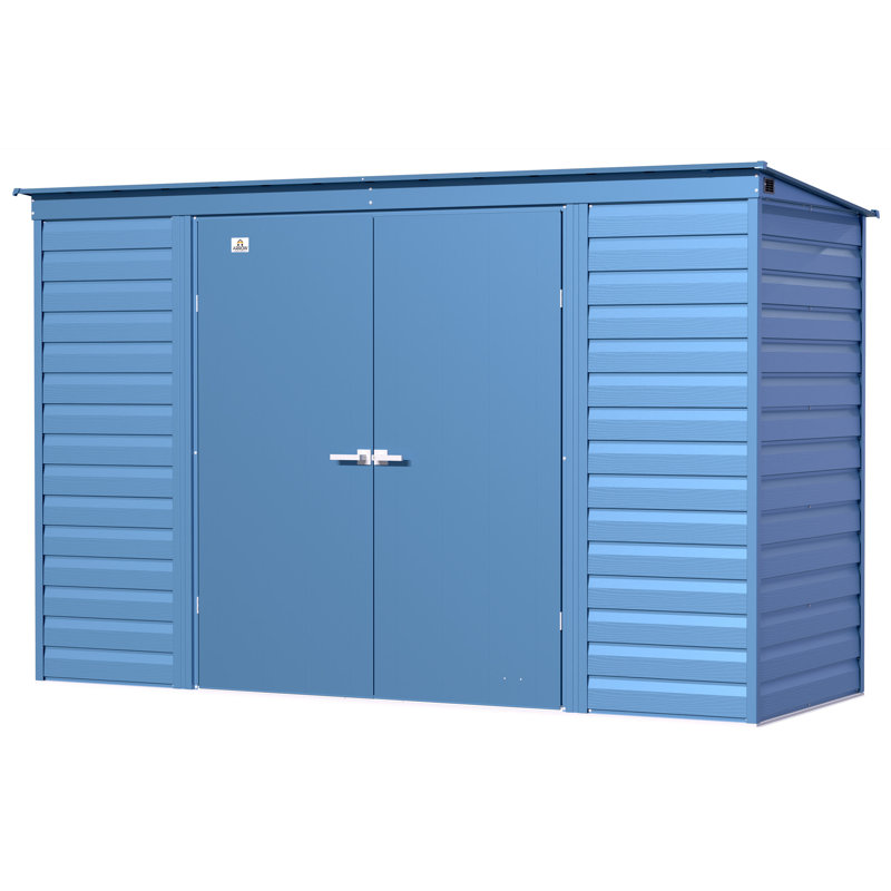 Select Steel Storage Shed Steel Storage Shed, 10X4, Blue Grey, Blue Gray