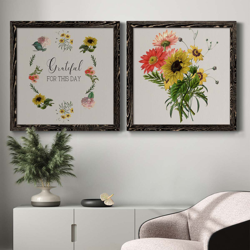 Grateful - ensemble de 2 impressions, H 31,5 po x l 63 po x P 1,5 po, Papier encadré noir