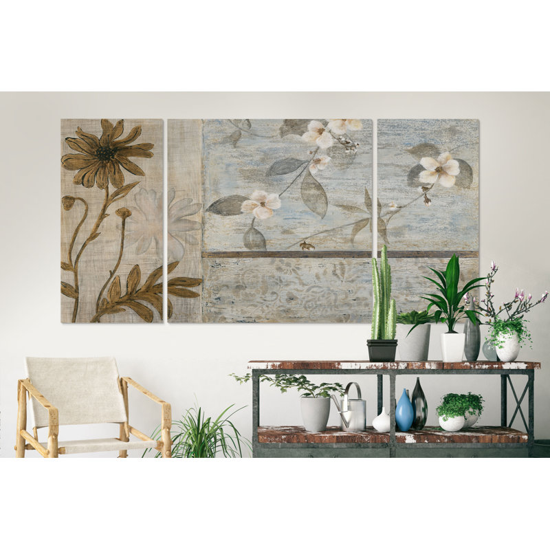" Spring Cherry Blossoms I " 3 - Pieces, 24" H x 48" W x 1.5" D