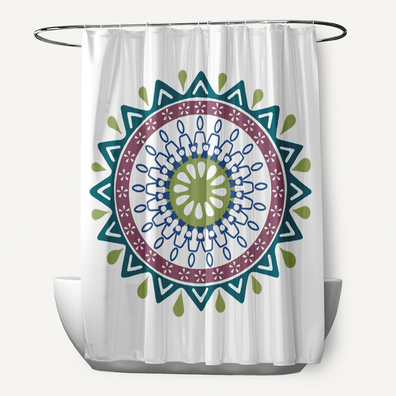 Araiza Geometric Shower Curtain, Teal