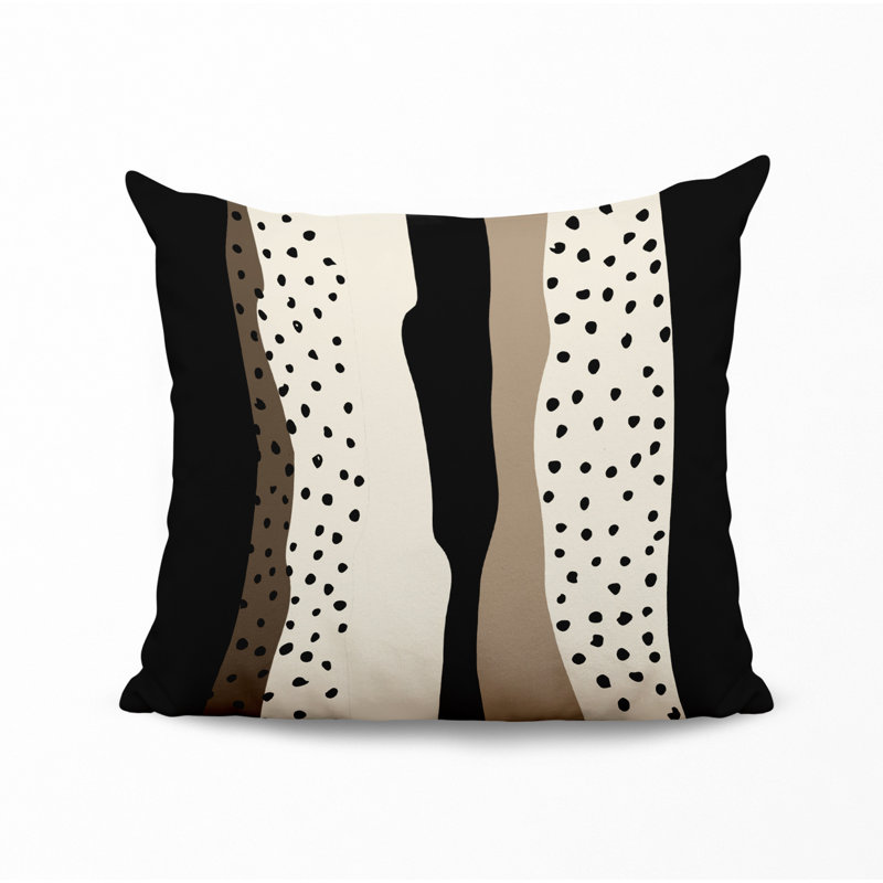 Bode Spun Polyester Indoor/Outdoor Throw Pillow, 19" x 19", Beige/Off White/Black