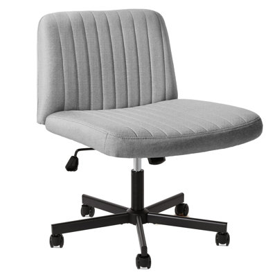Criss Cross Chair, Extra Wide Armless Rolling Office Desk Chair with Wheels, Vanity Legged Chair by Inbox Zero