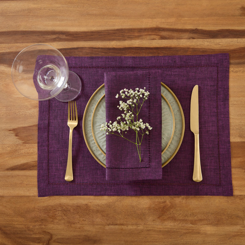 Milan - 100% Pure Linen Dinner Napkins, Grape