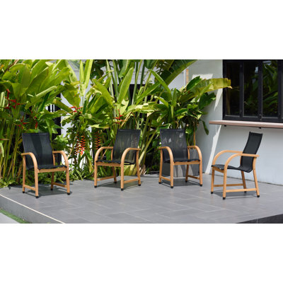Rafael Teak Finish Modern Patio Dining Chair by Kitsco