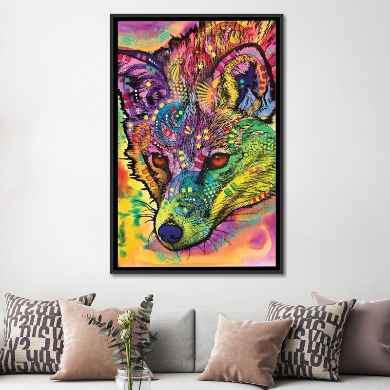 «Sly As a Fox», impression sur toile, H 26 po x l 18 po x P 1,5 po, Toile avec cadre noir, Pas de tapis