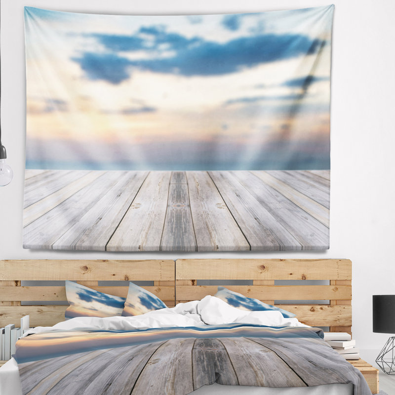 Planche de bois au coucher du soleil, H 68 po x l 80 po