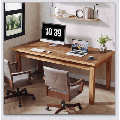 70 Inch Large Executive Computer Desk with Solid Wood Legs, Thickened Frame for Enhanced Durability and Spacious Work Surface