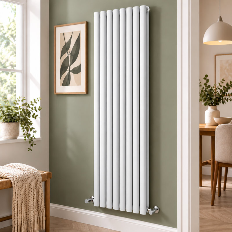 Vertical Flat Panel Radiators, White, 1200mm H x 472mm W