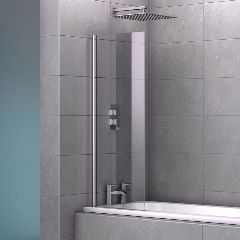 600mm W x 1400mm H Hinged Frameless Tub Door with Clear Glass