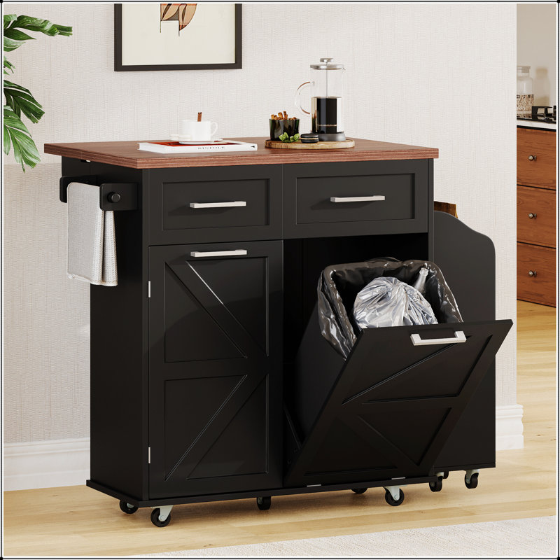 47.2-Inch Farmhouse Kitchen Island With Drop Leaf, Removable Racks, Drawers, And Wheels For Versatile Storage And Mobility