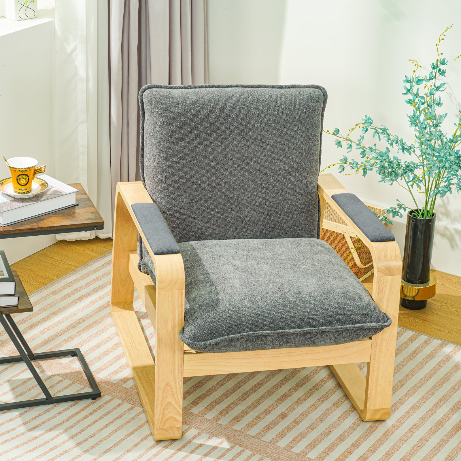 Lizzie Armchair, Silver Gray Chenille