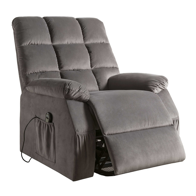 Upholstered Power Recliner, Gray Velvet