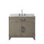 Meuble-lavabo simple en chêne brun 36 po X P 22 po D, dessus en marbre de Carrare et ensemble de robinet-117980201