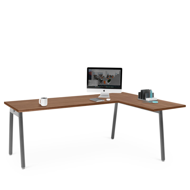 Bureau en coin Series A, LPL, Charbon / Blanc, Orienté à droite, H 29 po x l 56 po x P 79 po