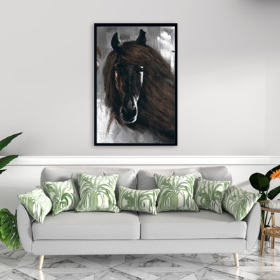 Dark Brown Horse Print On Canvas