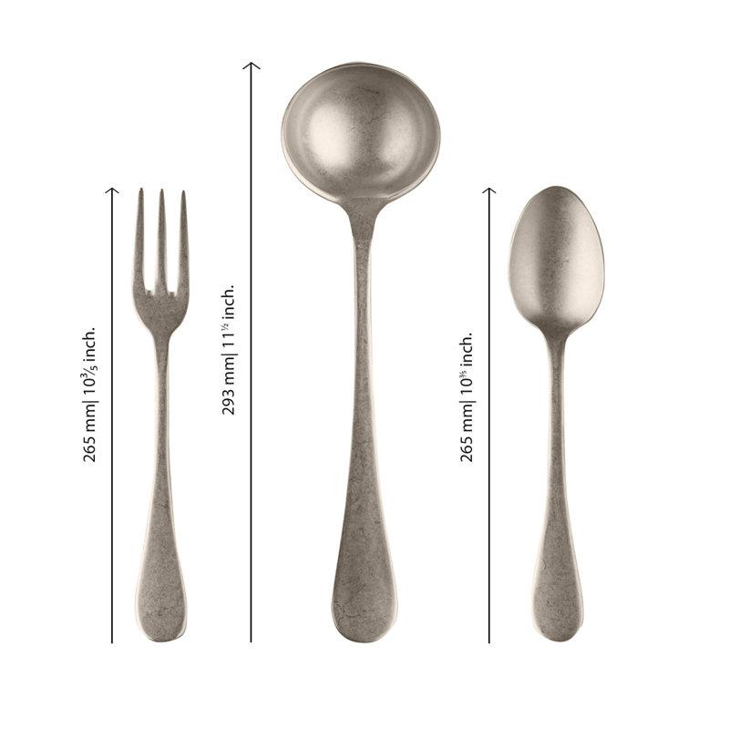 Vintage 3 Piece Stainless Steel (18/10) Wood Stainless Steel Hostess Set, Champagne