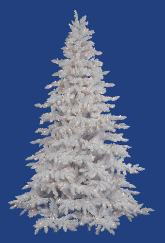 Lighted Artificial Spruce Christmas Tree, Clear/White, 10' H