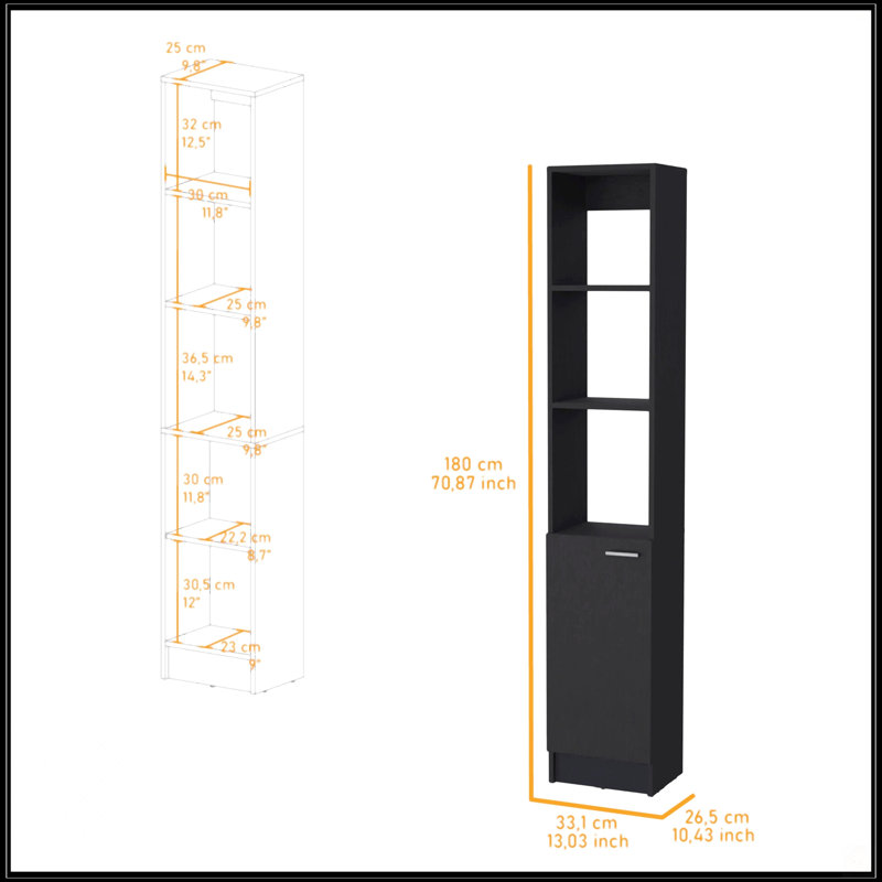 Armoire à linge avec 1 porte, Noir