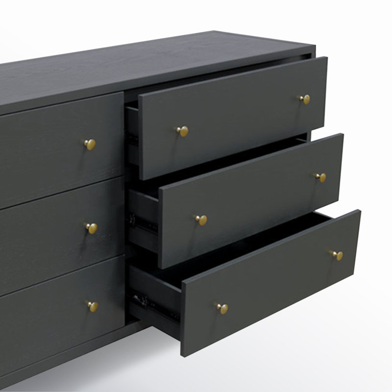 Commode 6 tiroirs Gracie, Noir, noir, noir, noir