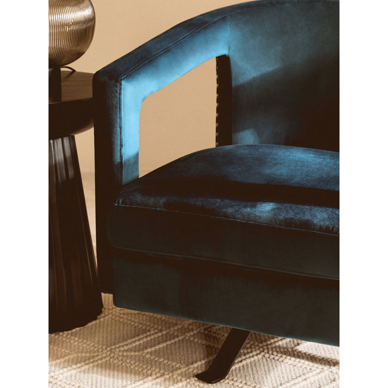 Velvet Swivel Club Chair, Blue