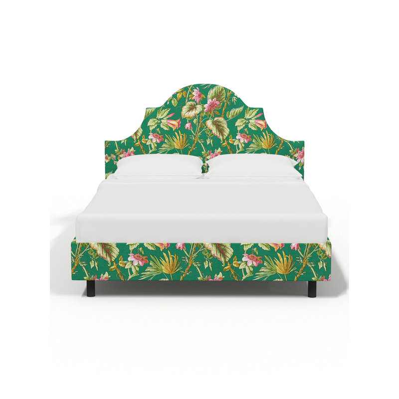 Red from Scalamandre Crafted by Cloth & Company Geneva Platform Bed in Pattern, Scm Tropical Floral Green Linen, Queen