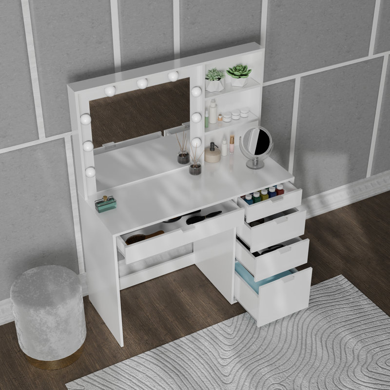 Coiffeuse Johnfrancis avec miroir et tiroirs, l 53,5 po