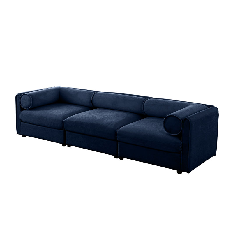 Avec rangement, revêtement en chenille bleu pour le salon, rangement modulaire intégré, Bleu