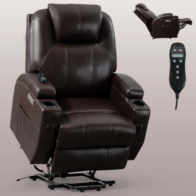 Fauteuil inclinable électrique Faul Okin, Similicuir brun