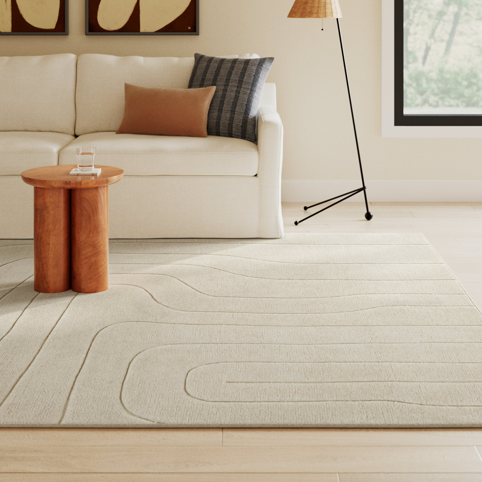 Aelin Geometric Hand Tufted Wool Rug, Rectangle 5' x 8'