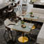Table carrée bistro moderne tulipe 31,5 pouces avec plateau en faux marbre, facile à assembler, structure en métal robuste-204080001-204080002