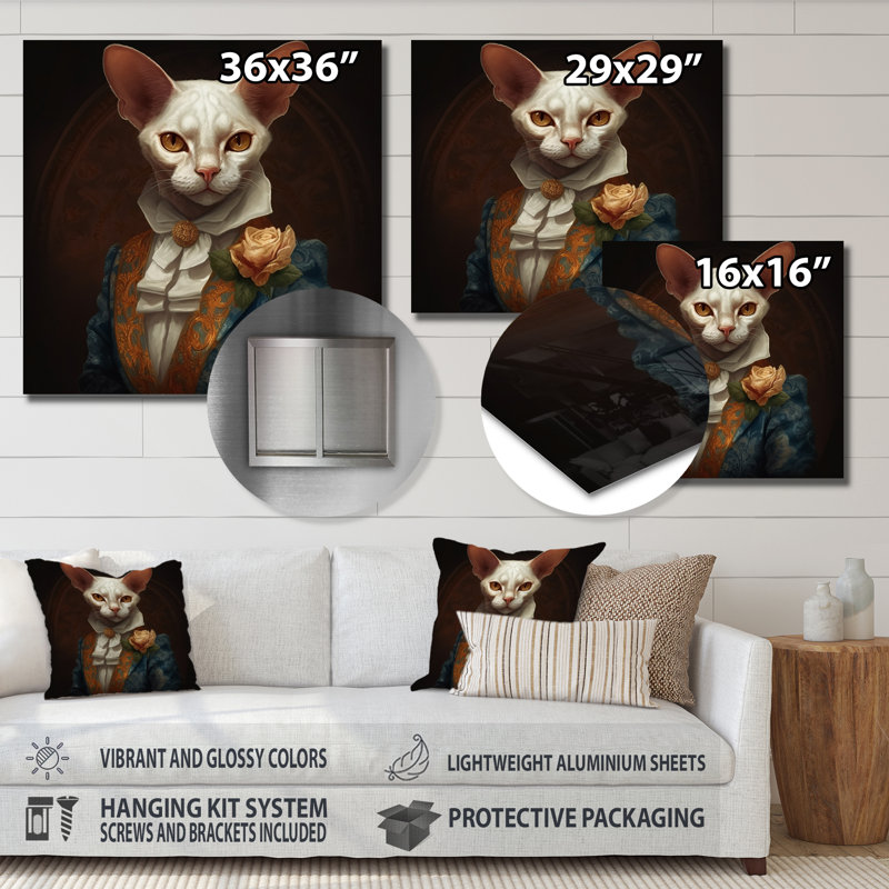 " White Fancy Cat ", 16" H x 16" W x 1" D