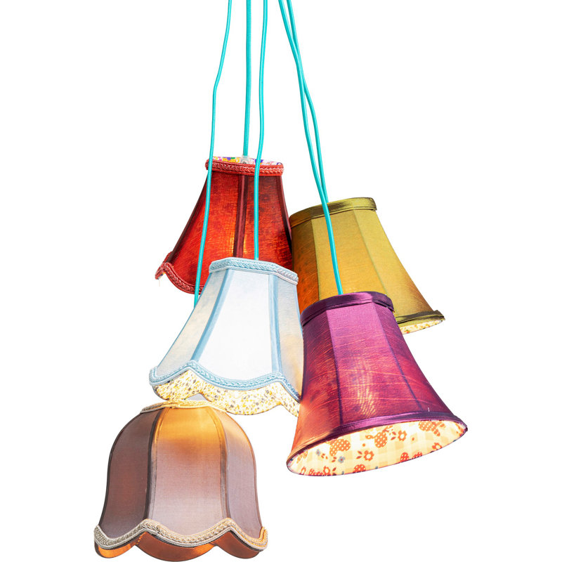 5 - Light Pendant Lamp Saloon Flowers, Pink/Grey/Red, 92cm H x 45cm W x 45 cm D, 5