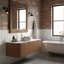 Salle de bain murale 48 "avec lavabo rond en céramique et 2 tiroirs