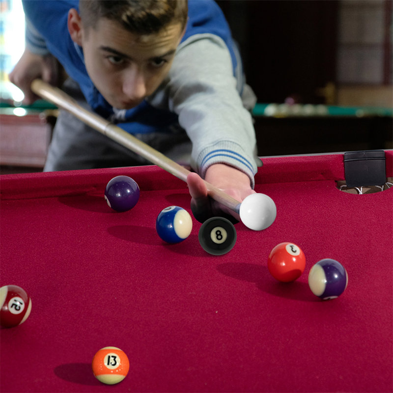 Portable Pool Table 48" Portable Pool Table, Foldable Billiard Table with 2 Cue Sticks, Balls, Triangle, Chalk, Brush, Red