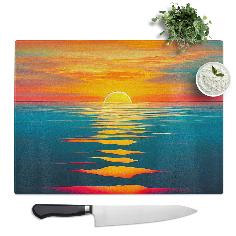 Timeless Ocean Sunset  Glass Chopping Board