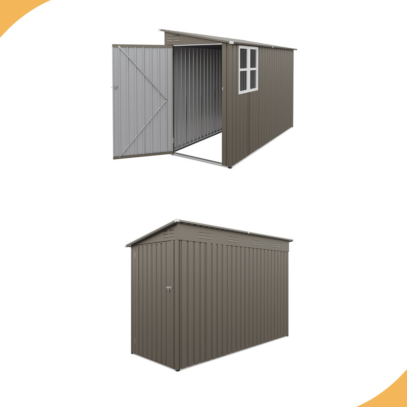 Abri de jardin en métal de 1,22 m x 2,74 m, structure galvanisée épaisse, en acier coloré, avec fenêtre laissant passer la lumière