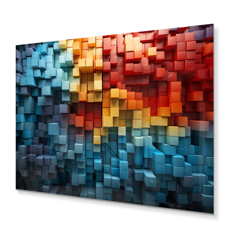 Abstrait arc-en-ciel en bois Delight III - reproduction d'art non encadrée sur métal, H 12 po x l 20 po x P 1 po