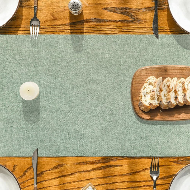 Chemin de table vert sauge 13 x 72 pouces lavable