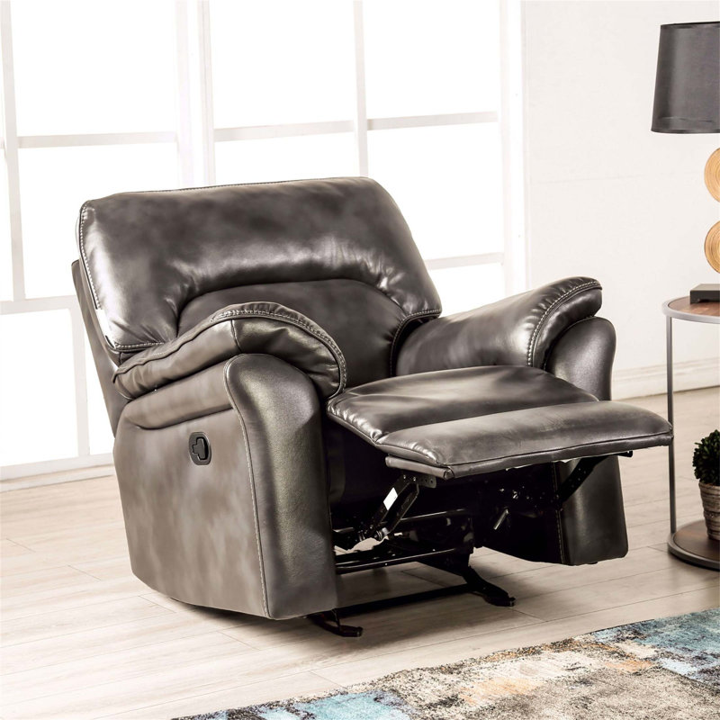 Comfortable Stand Alone Glider Recliner With Pillow Arms And Welt Trim For Primary Living Spaces