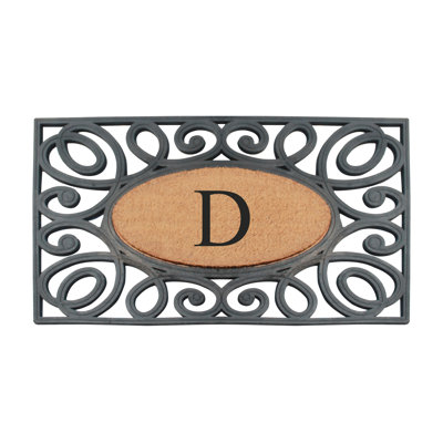 Shonto Rubber Coir Monogrammed  Doormat 38" x 23" Non-Slip Outdoor Front Door Mat