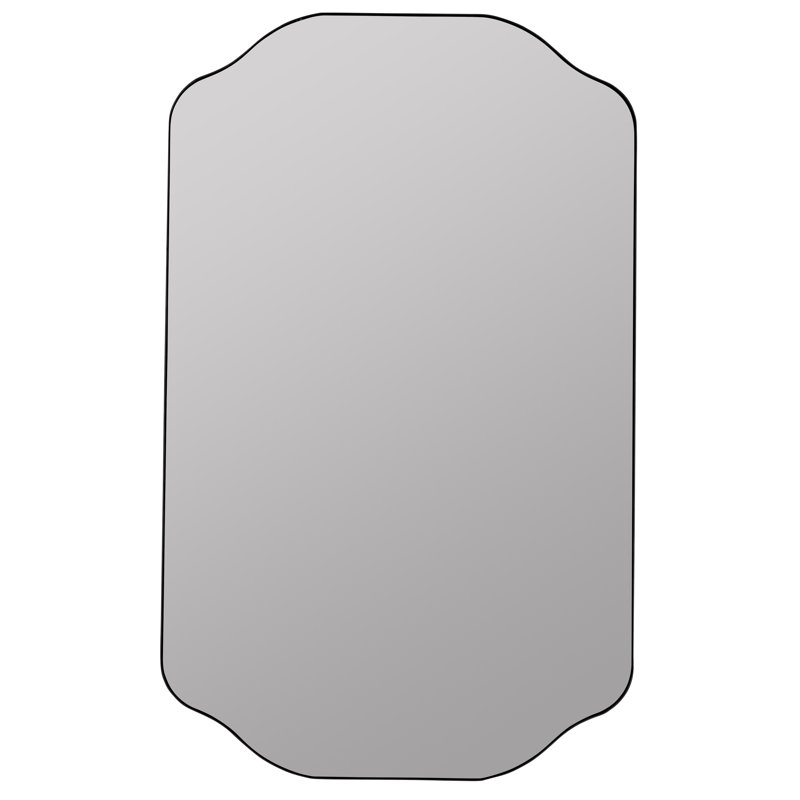 Henry Scalloped Metal Mirror, Matte Black
