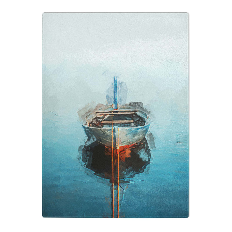 Tempered Glass a Tethered Boat Chopping Board, 28.5 cm W x 39 cm L